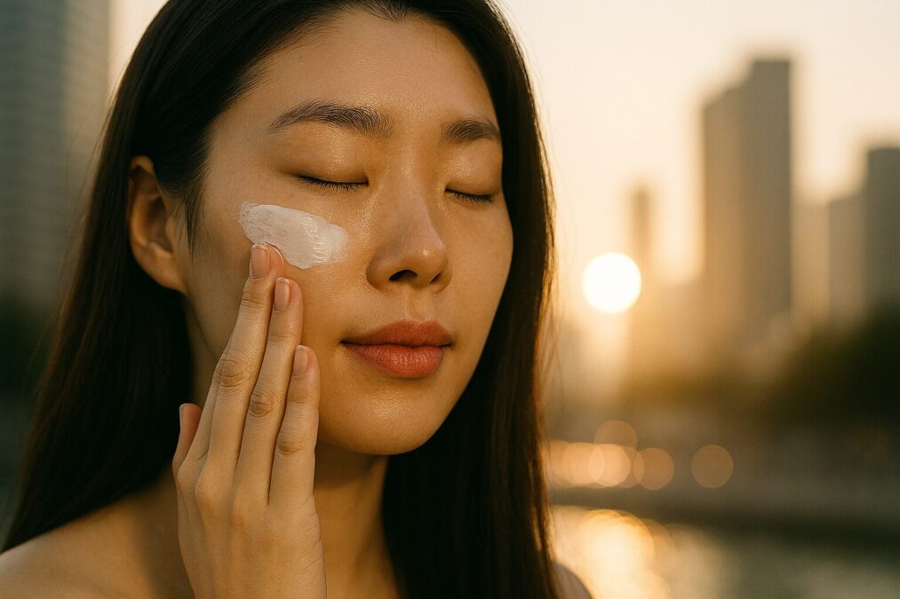  Application crème solaire visage texture légère