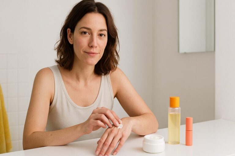 Routine beauté minimaliste femme pressée peau naturelle